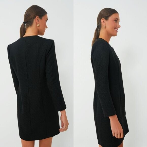 Pomander Place NEW Black Tweed Retro Winslet Green Button Mini Dress Size XXL - Picture 10 of 10